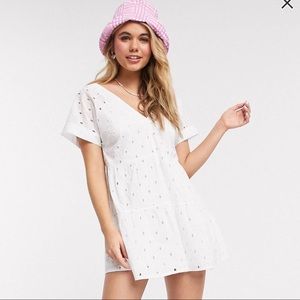 *NEW*ASOS broderie V front/back tiered smock dress